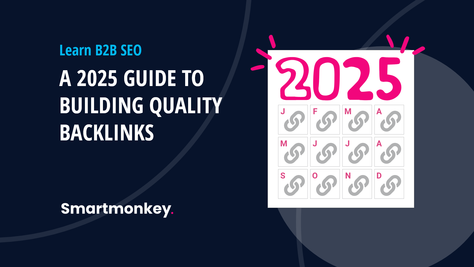 A picture of a 2025 calendar with backlink icons for each month to depict this guide to building quality backlinks